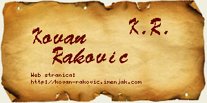 Kovan Raković vizit kartica